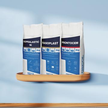 Sopralastic 1K, GECOL Rasoplast et GECOL Prontocem présentent leur nouveau packaging en format 3 kg