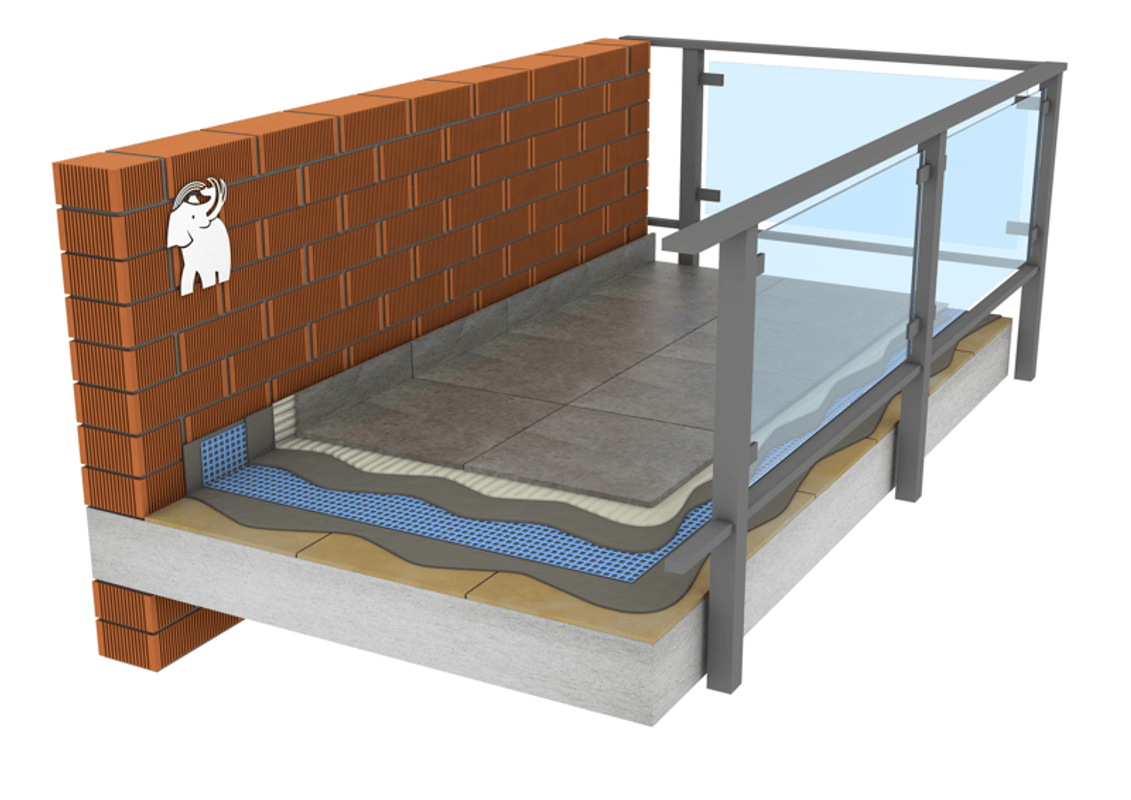 Sistema de impermeabilización con mortero flexible acabado con baldosa amorterada