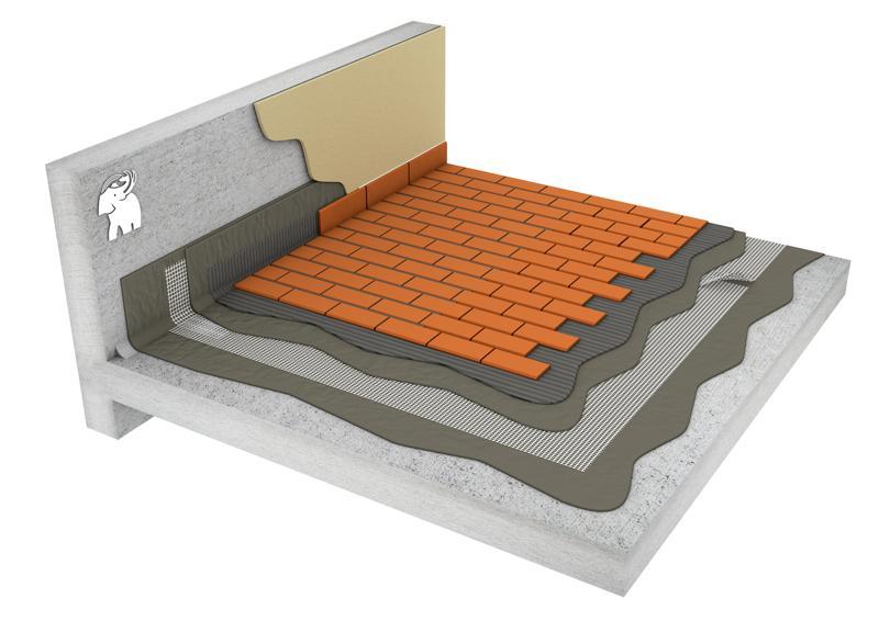Imperméabilisation au mortier élastique avec finition céramique (L4C)