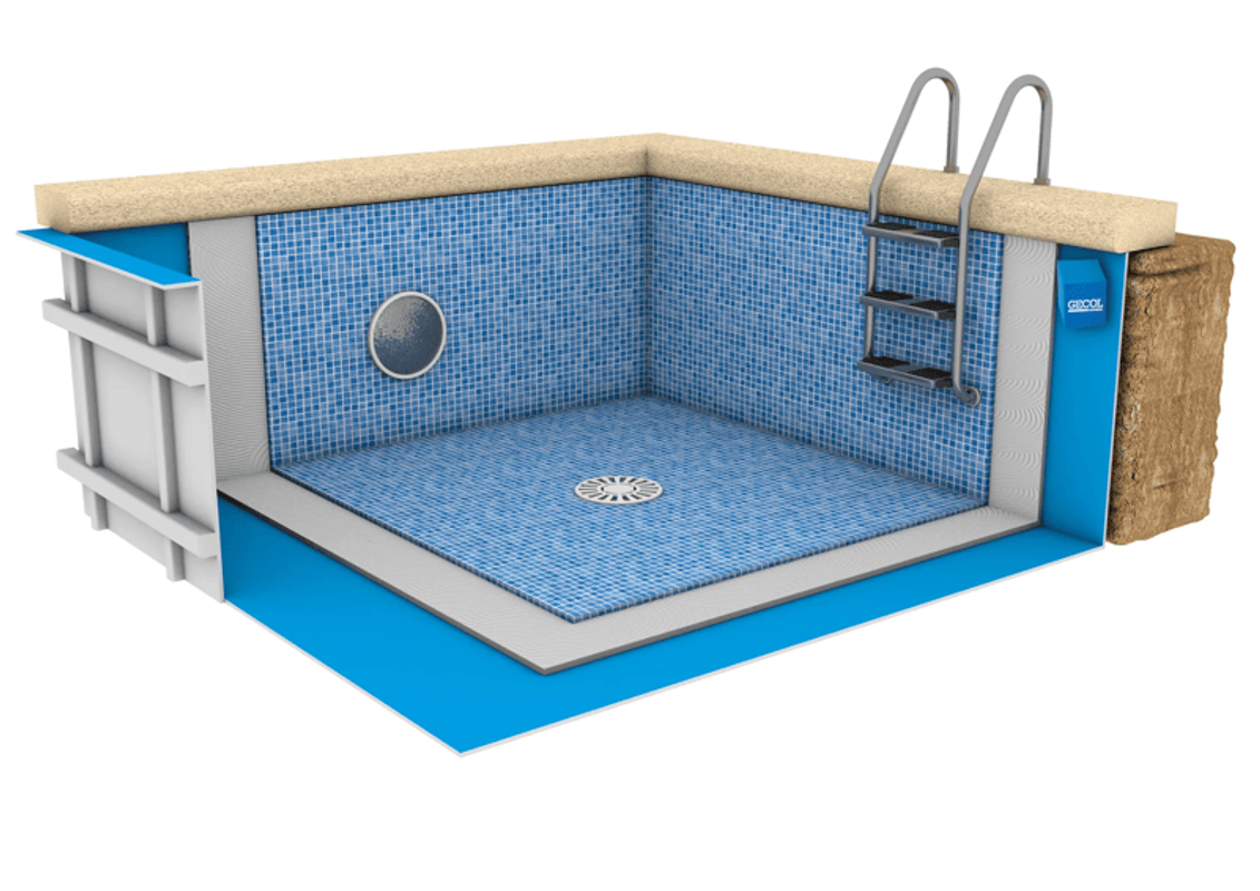 Système Pose de carrelage dans des piscines préfabriquées en polyester avec G200 Elastic MAX
